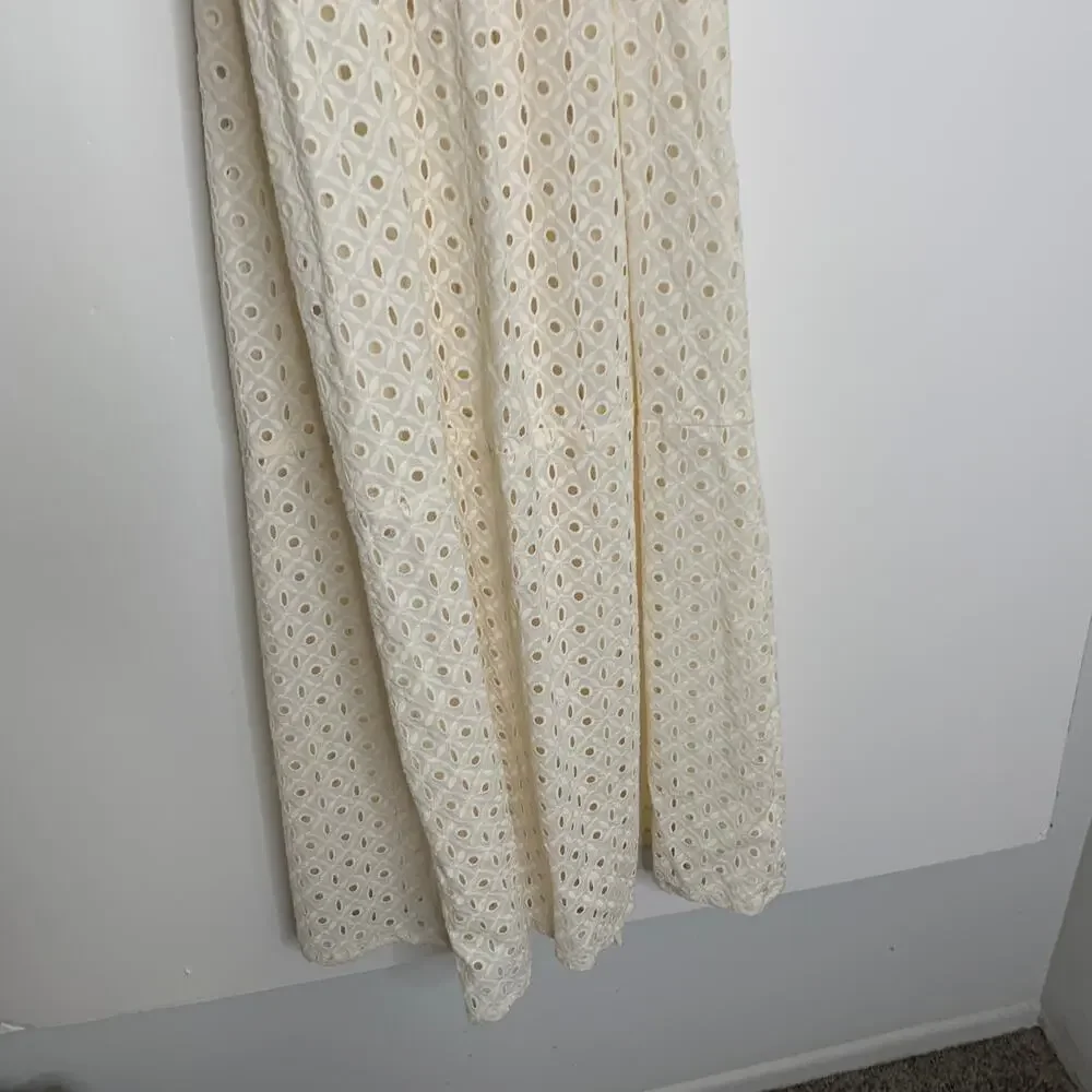 Vitamin A Off White Halter Top Maxi Cover Up Eyelet Swim Dress Womens Medium